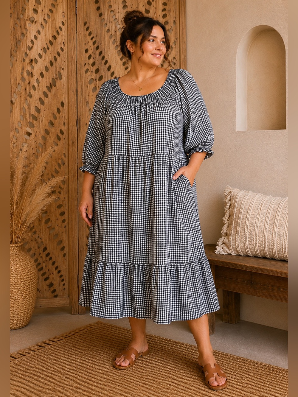 Old Navy Gingham Prairie Cotton Dress